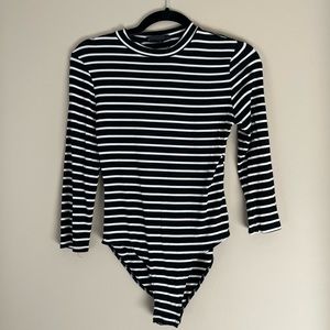 SHEIN Black & White Striped Bodysuit